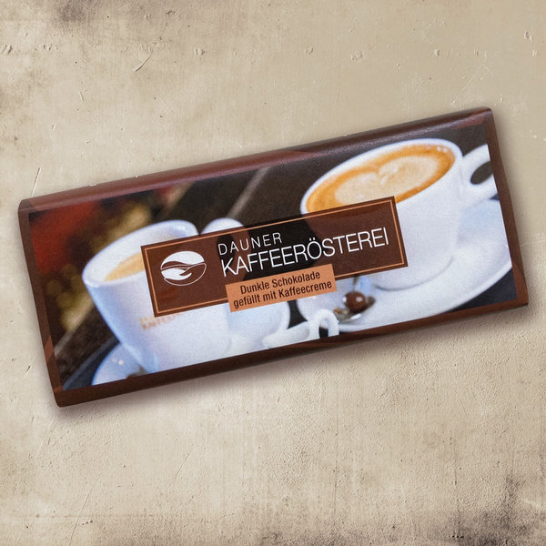 Dauner Kaffeerösterei - Dunkle Schokolade 70 %, gefüllt mit Kaffeecreme